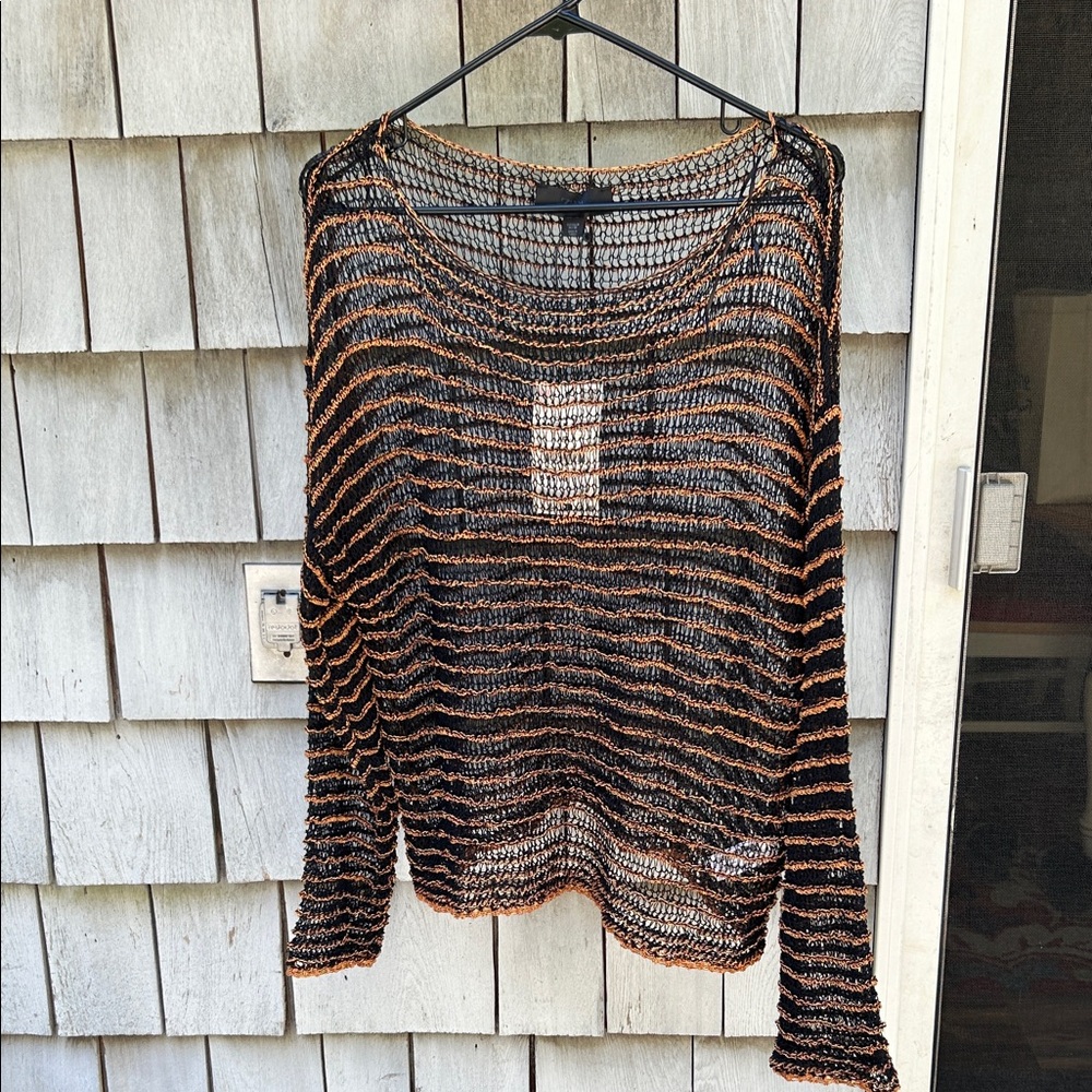 Zara Black and Orange Knit Sweater
